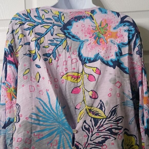 Fresh Produce lilac floral print tunic top beach vacation cruise Sz 2X  EUC - Picture 8 of 10